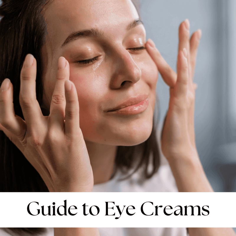 A woman showing how to apply eye cream around the eye